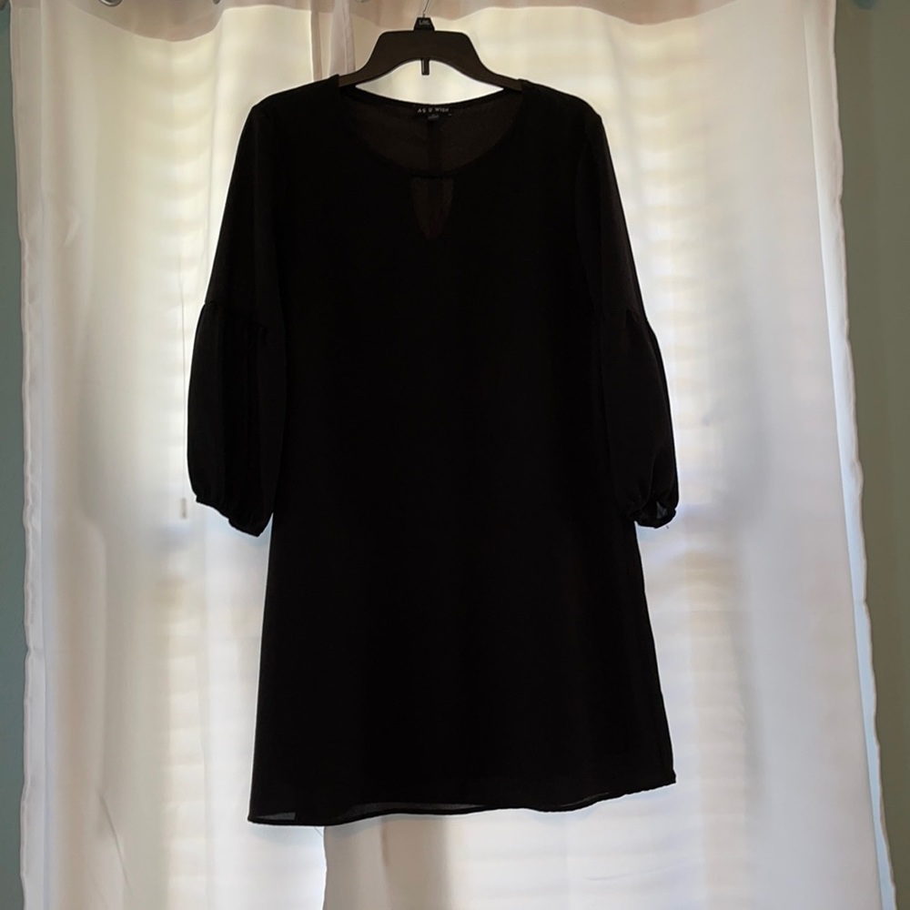 As u wish black dress with elastic puff arms